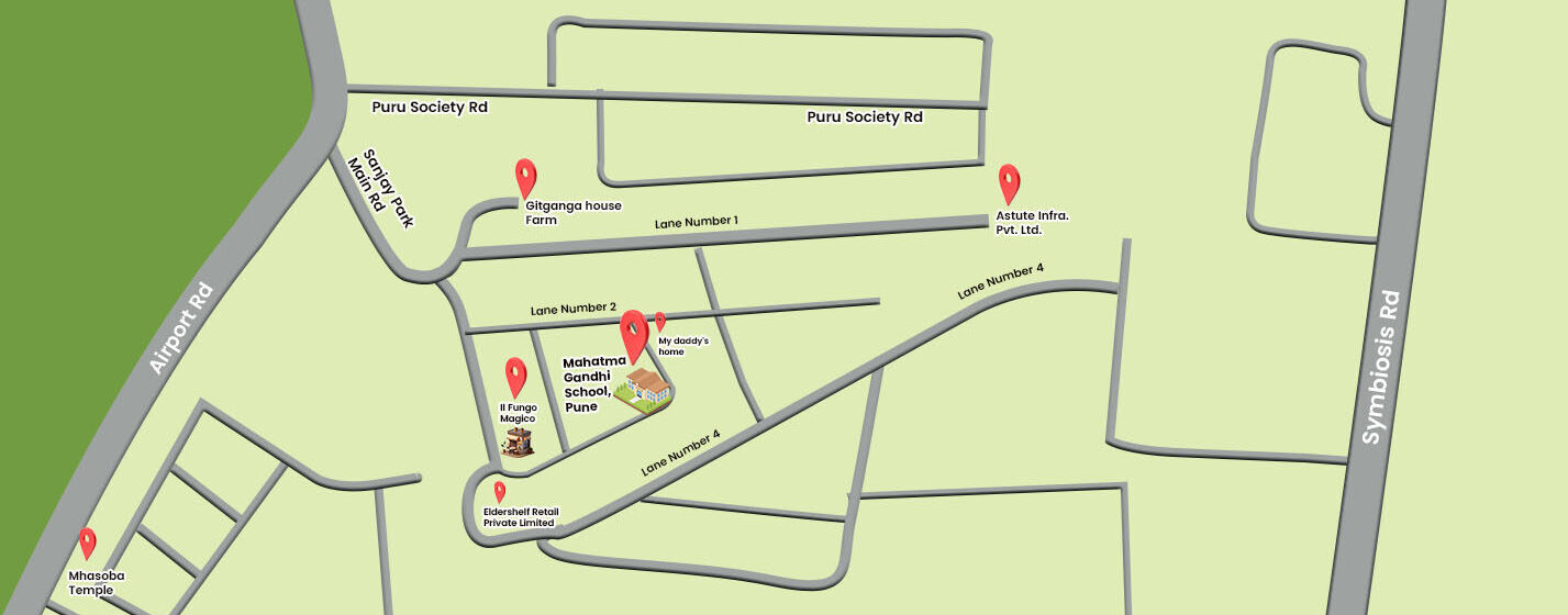 Map to Mahatma Gandhi School Pune